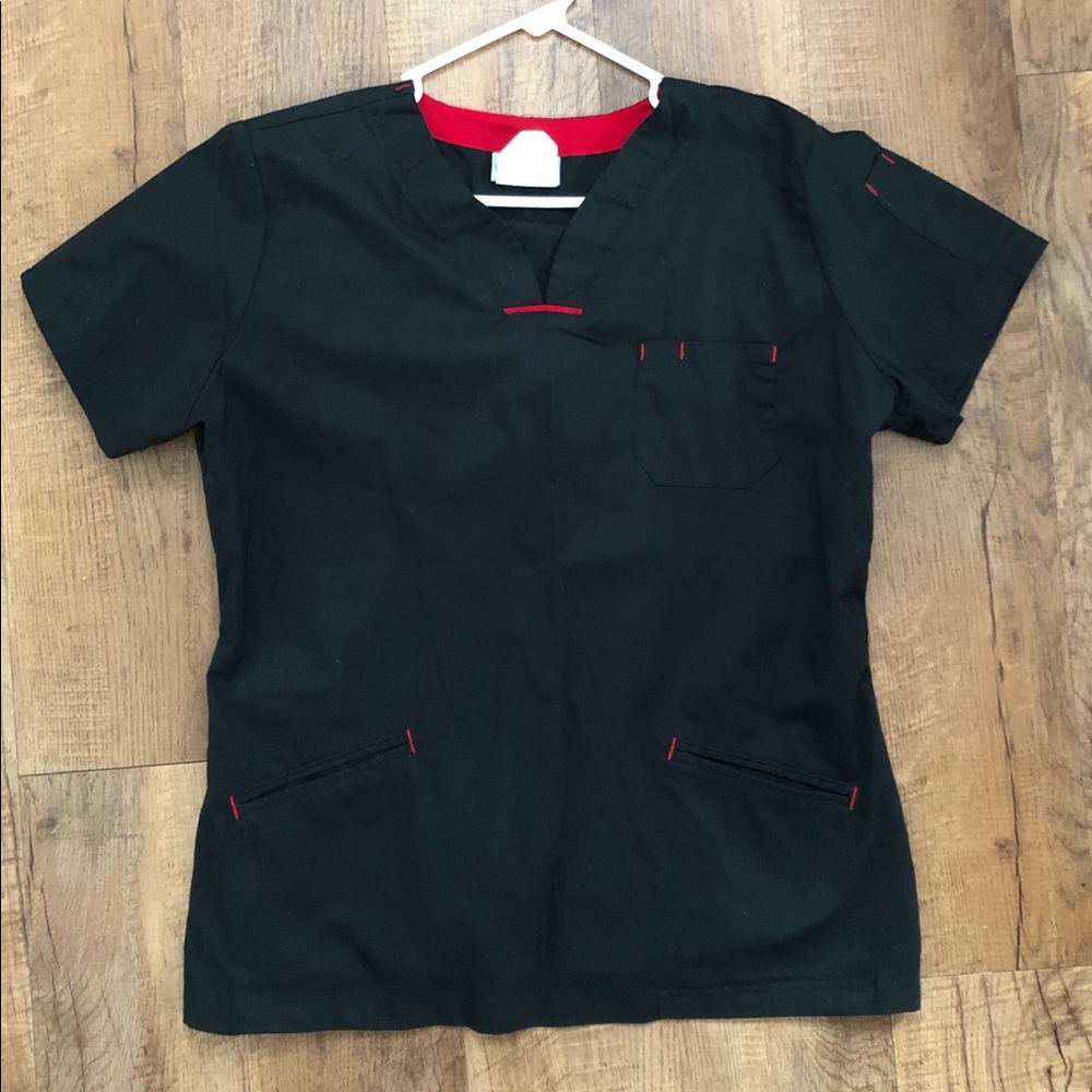 SEA GRAPE Medical Uniform Scrub Top - Red & Black, Small